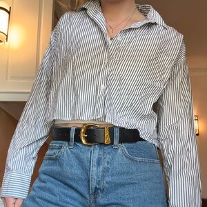 American Eagle Striped Shirt - Black and White